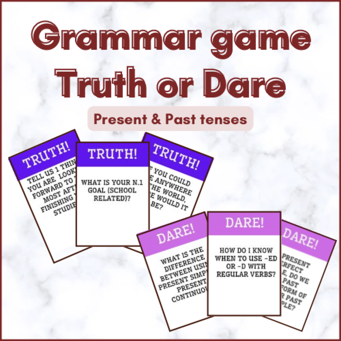 Produkt - Grammar game | Truth or Dare | Present & Past tenses